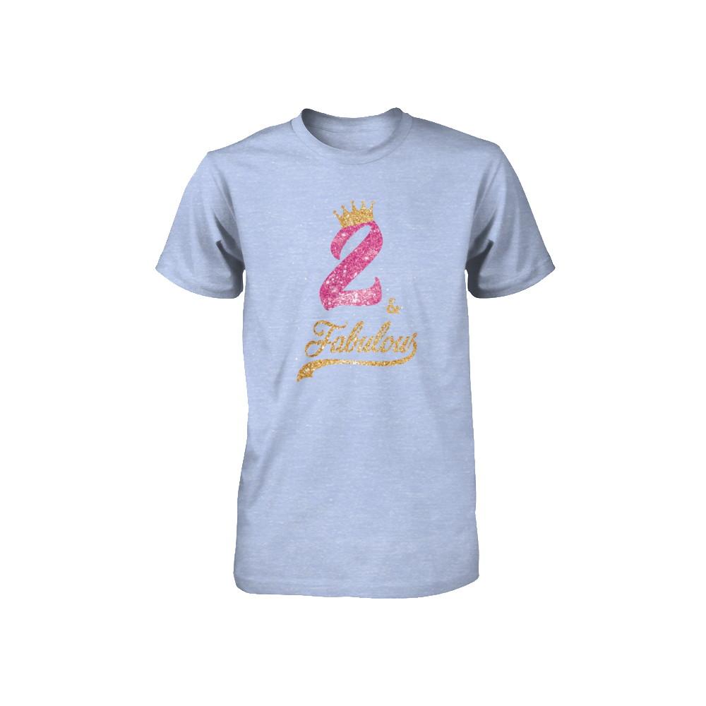 2Th And Fabulous Two Birthday Youth-Youth Shirt-Youth T-Shirt-Blue Triblend
