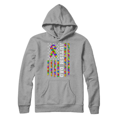 Proud Autism Dad Daddy Autistic Us Flag Fathers Day-T-Shirt & Hoodie-Pullover Hoodie-Light Steel