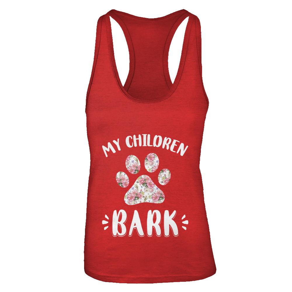 My Children Bark Dog Mom Mommy Mothers Day-T-Shirt & Tank Top-Women's Ideal Racerback Tank-Red