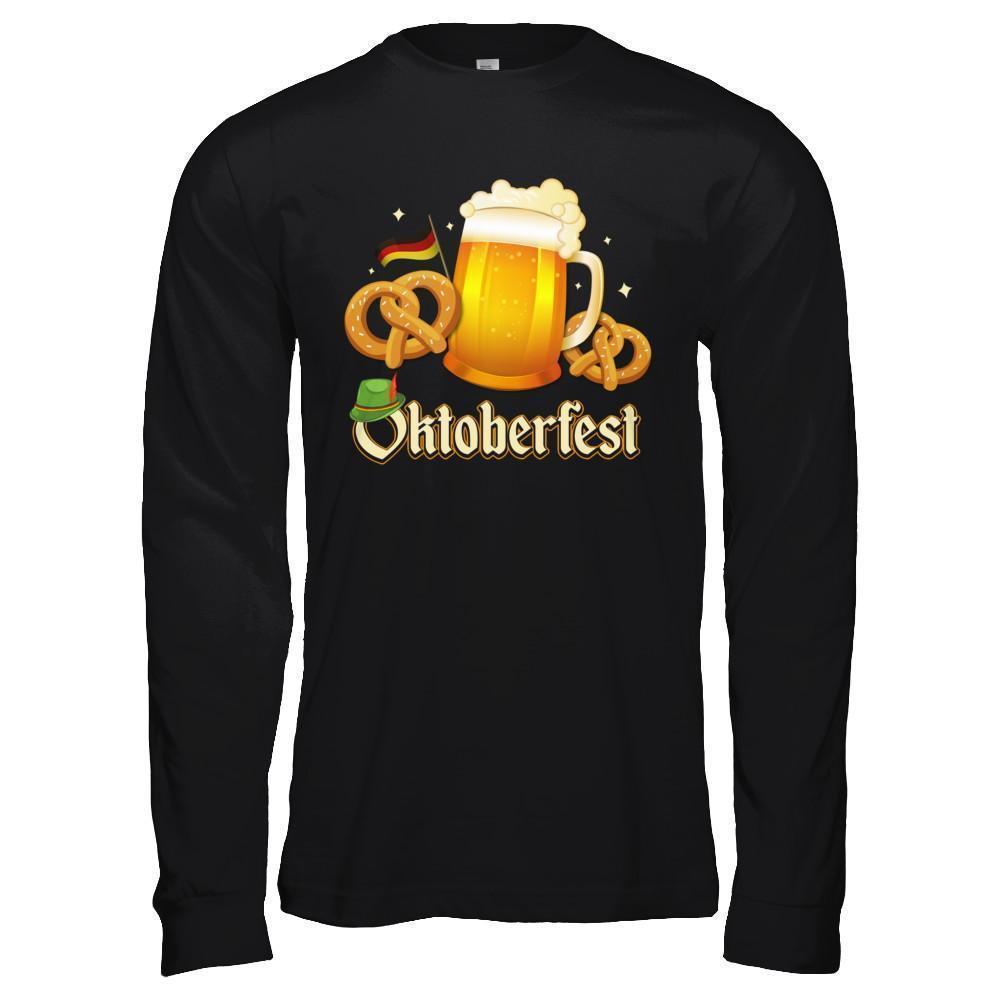Oktoberfest Beer Pretzel Lederhosen Germany-T-Shirt & Hoodie-Long Sleeve T-Shirt-Black