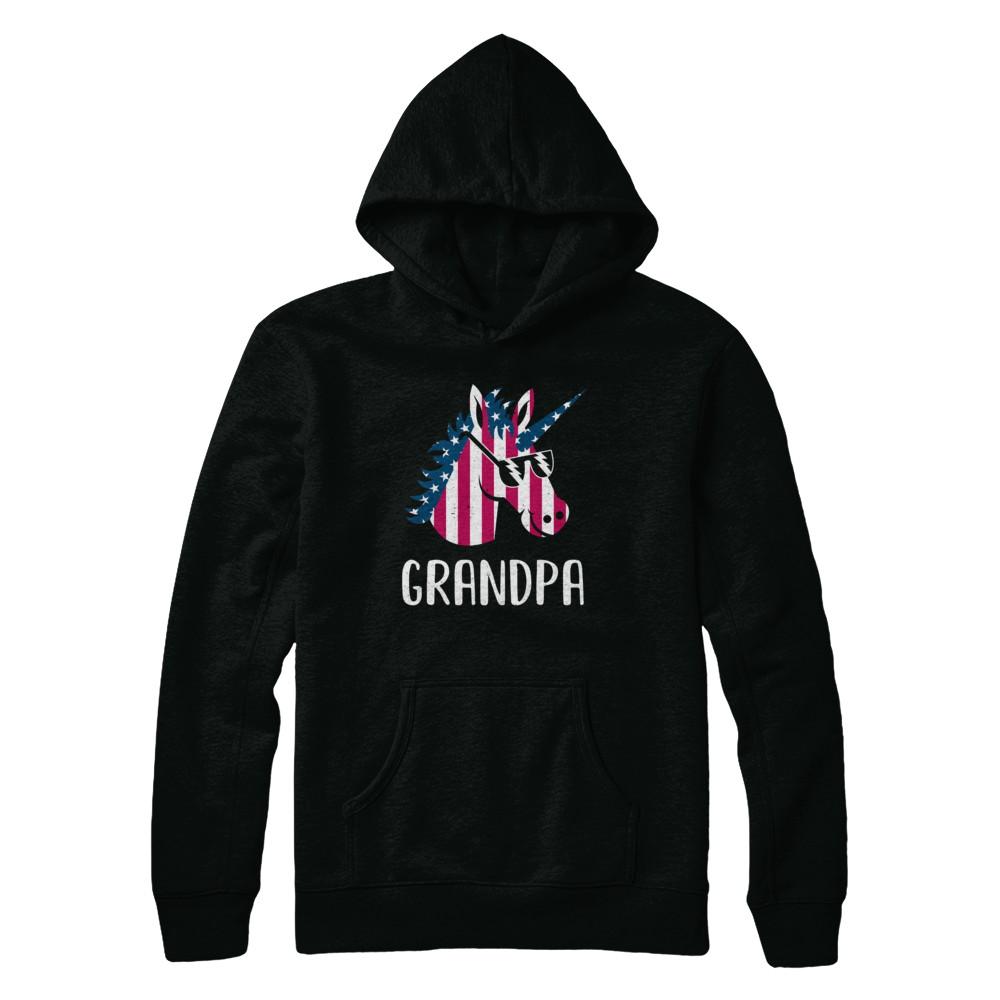 Patriotic Grandpa Unicorn Americorn 4Th Of July-T-Shirt & Hoodie-Pullover Hoodie-Black
