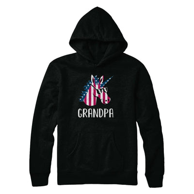 Patriotic Grandpa Unicorn Americorn 4Th Of July-T-Shirt & Hoodie-Pullover Hoodie-Black
