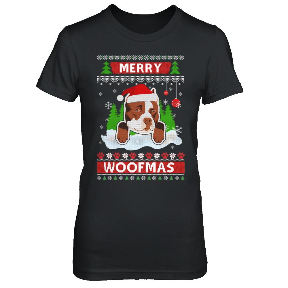 Pitbull Merry Woofmas Ugly Christmas Sweater-T-Shirt & Sweatshirt-Women's T-Shirt-Black