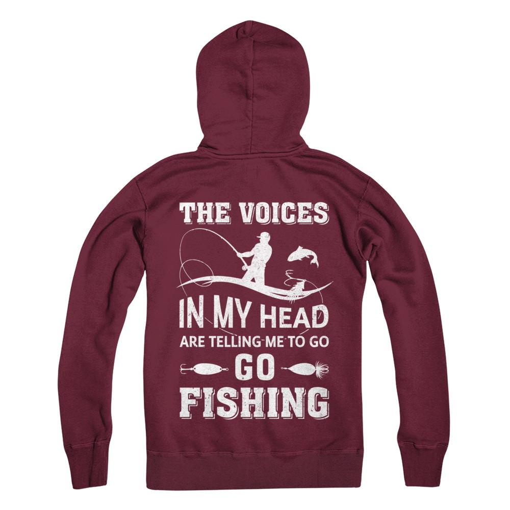 The Voices In My Head Are Telling Me To Go Fishing-T-Shirt & Hoodie-Pullover Hoodie-Maroon