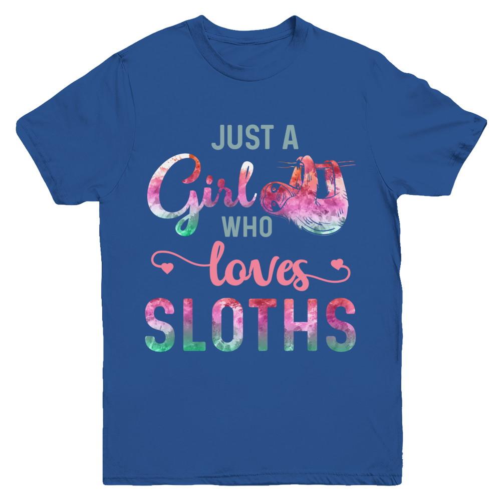 Just A Girl Who Loves Sloths Sloth Lover Youth-Youth Shirt-Youth T-Shirt-Royal