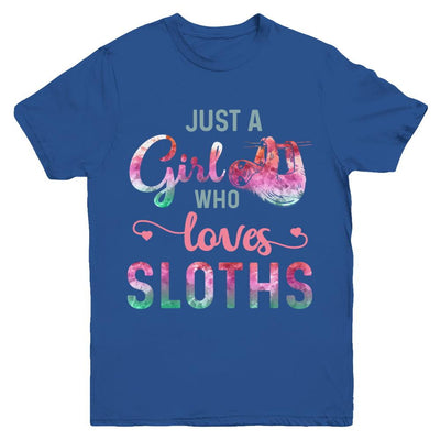 Just A Girl Who Loves Sloths Sloth Lover Youth-Youth Shirt-Youth T-Shirt-Royal