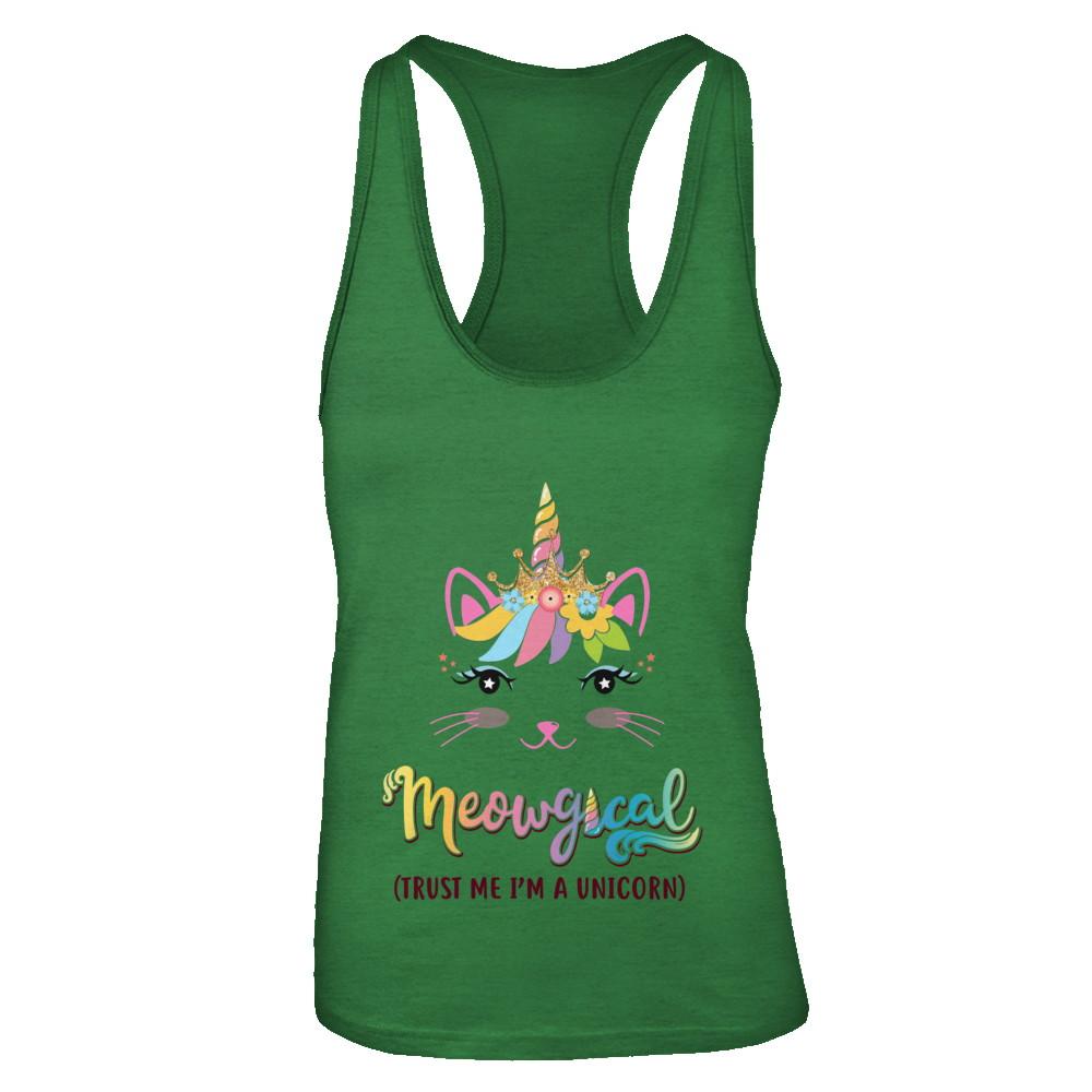 Caticorn Kittycorn Rainbow Meowgical Cat Unicorn Cute-T-Shirt & Tank Top-Women's Ideal Racerback Tank-Kelly Green