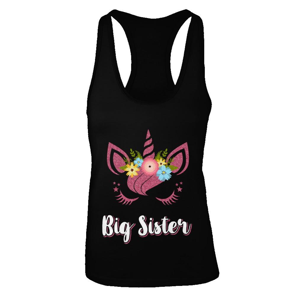 Unicorn Big Sister I'm Going To Be A Big Sister-T-Shirt & Tank Top-Women's Ideal Racerback Tank-Black