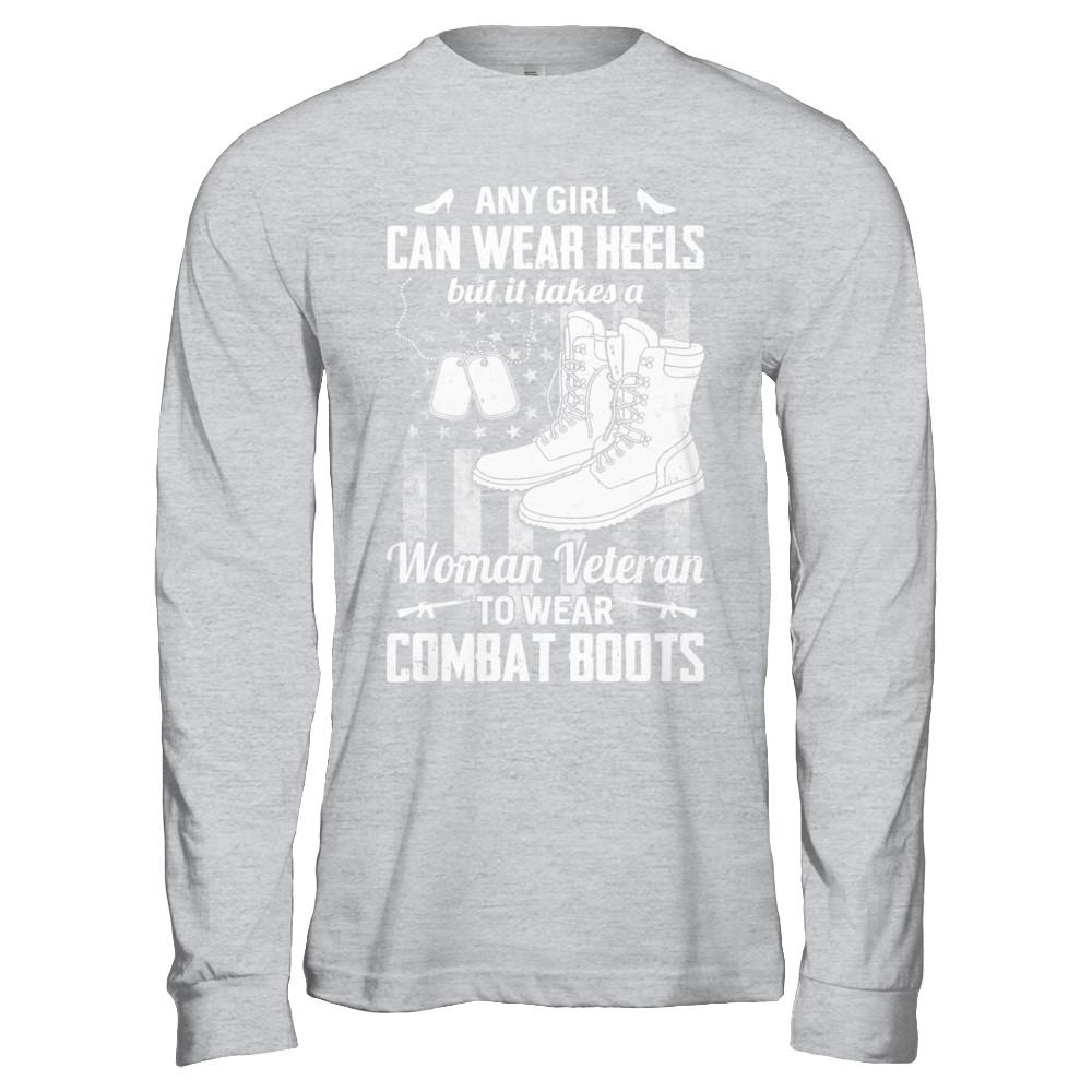 Woman Veteran To Wear Combat Boots-T-Shirt & Hoodie-Long Sleeve T-Shirt-Sport Grey