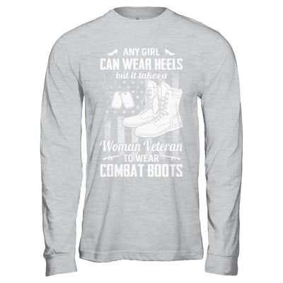 Woman Veteran To Wear Combat Boots-T-Shirt & Hoodie-Long Sleeve T-Shirt-Sport Grey