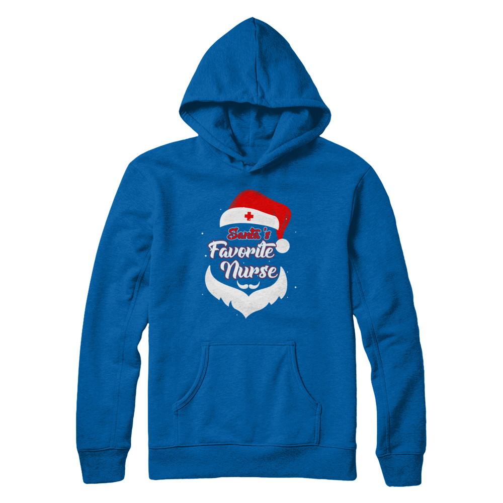 Santa's Favorite Nurse Funny Christmas Nursing-T-Shirt & Hoodie-Pullover Hoodie-Royal