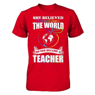 She Believed She Could Change The World She Became A Teacher-T-Shirt & Hoodie-Premium T-Shirt-Red