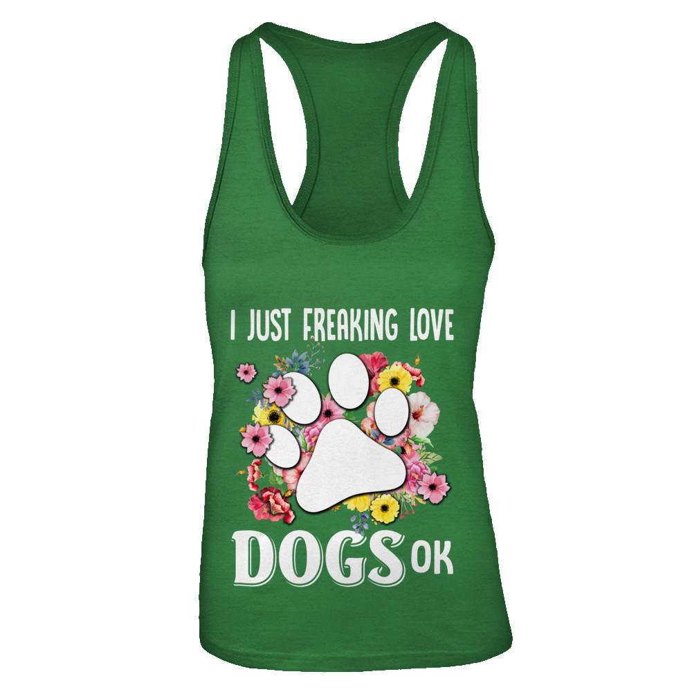 I Just Freaking Love Dogs-T-Shirt & Tank Top-Women's Ideal Racerback Tank-Kelly Green