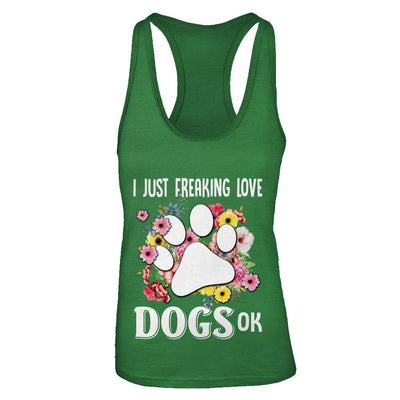 I Just Freaking Love Dogs-T-Shirt & Tank Top-Women's Ideal Racerback Tank-Kelly Green