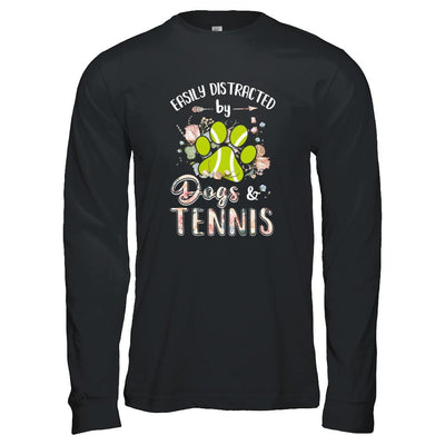 Easily Distracted By Dogs And Tennis-T-Shirt & Tank Top-Long Sleeve T-Shirt-Black