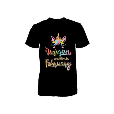 Cute Unicorns Are Born In February Birthday Gift Youth-Youth Shirt-Toddler T-Shirt-Black