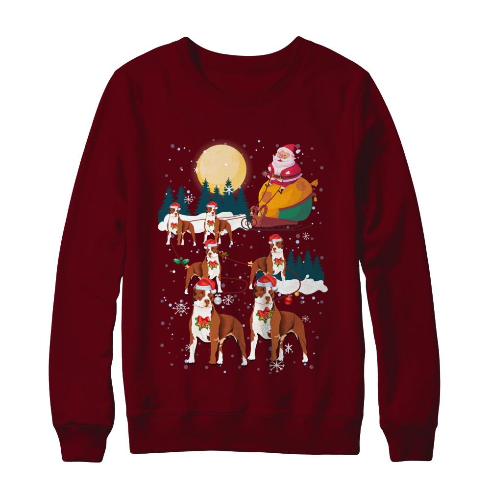 Dog Reindeer Pit bull Christmas Gift-T-Shirt & Sweatshirt-Crewneck Sweatshirt-Maroon