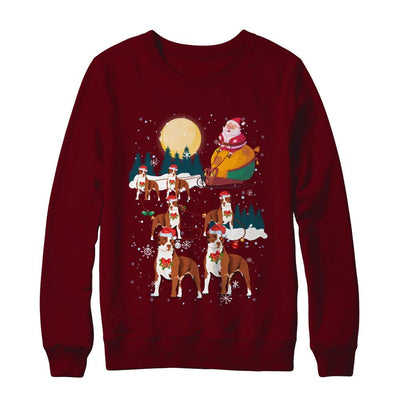 Dog Reindeer Pit bull Christmas Gift-T-Shirt & Sweatshirt-Crewneck Sweatshirt-Maroon