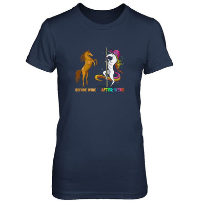 Before Wine After Wine Unicorn-T-Shirt & Tank Top-Women's T-Shirt-Navy