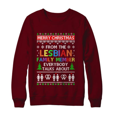 LGBT Merry Christmas From Lesbian Aunt Family Ugly Sweater-T-Shirt & Sweatshirt-Crewneck Sweatshirt-Maroon