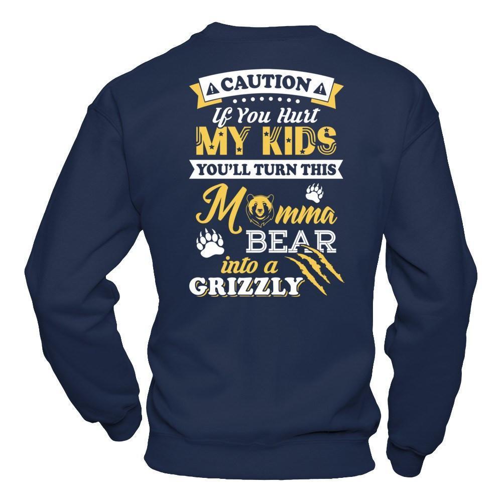 If You Hurt My Kids You'll Turn This Momma Bear-T-Shirt & Hoodie-Crewneck Sweatshirt-Navy
