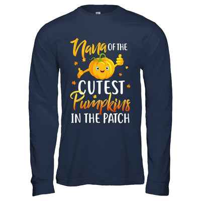 Halloween Nana Of Cutest Pumpkins In The Patch-T-Shirt & Hoodie-Long Sleeve T-Shirt-Navy