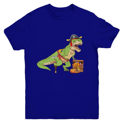 Dinosaurs T-Rex Pirate Halloween Saurus For Kids Youth-Youth Shirt-Youth T-Shirt-Navy