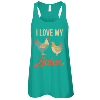 Vintage Retro I Love My Ladies Funny Chicken Farmer-T-Shirt & Tank Top-Women's Flowy Racerback Tank-Kelly