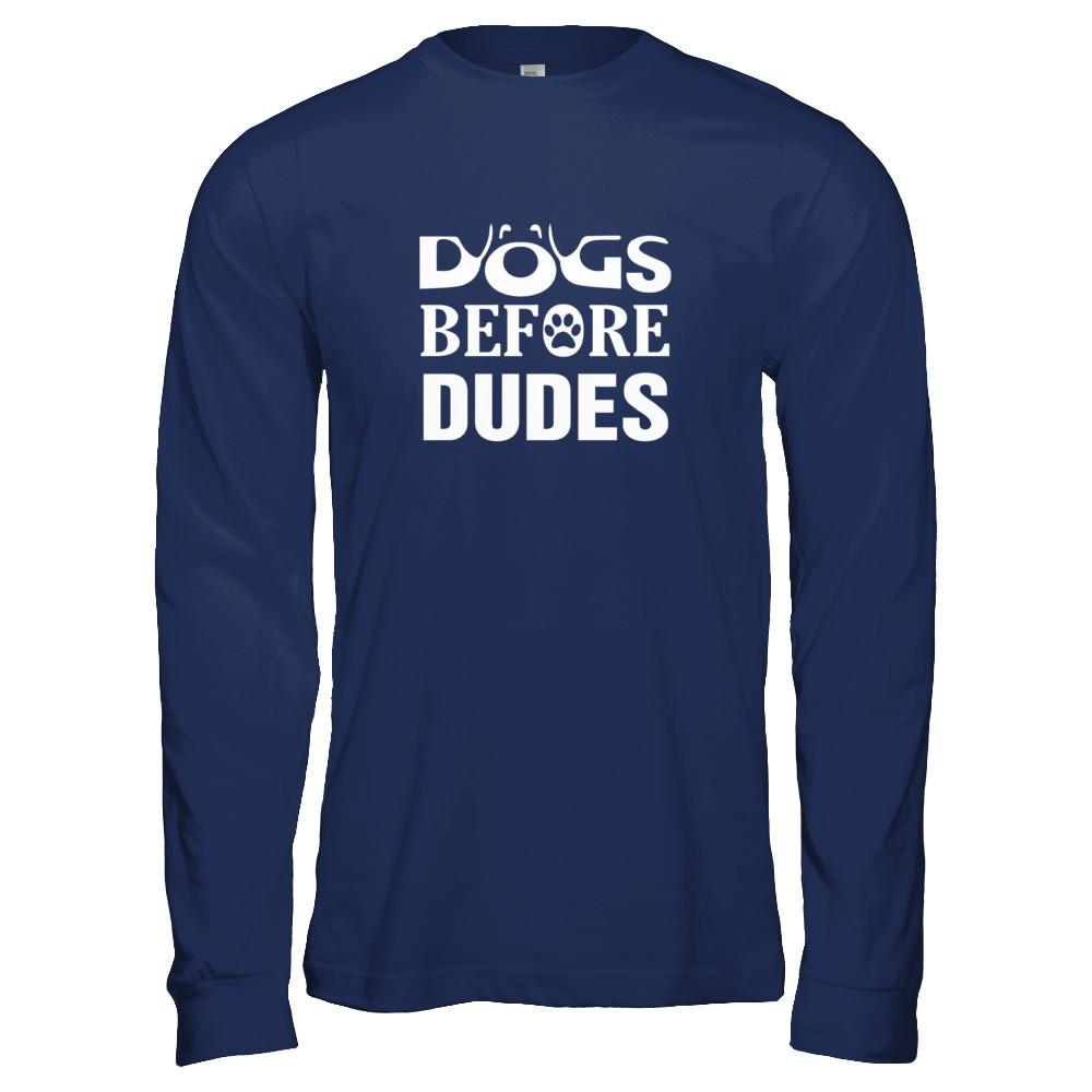 Dogs Before Dudes-T-Shirt & Tank Top-Long Sleeve T-Shirt-Navy