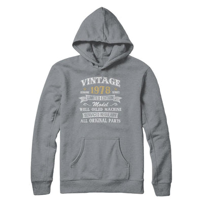 Vintage 43th Birthday Funny 1978 All Original Parts-T-Shirt & Hoodie-Pullover Hoodie-Light Steel