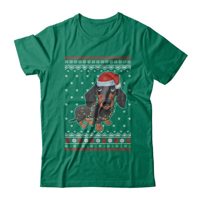 Dachshund Christmas Ugly Sweater Lights Dog Xmas Gift-T-Shirt & Sweatshirt-Classic T-Shirt-Kelly Green