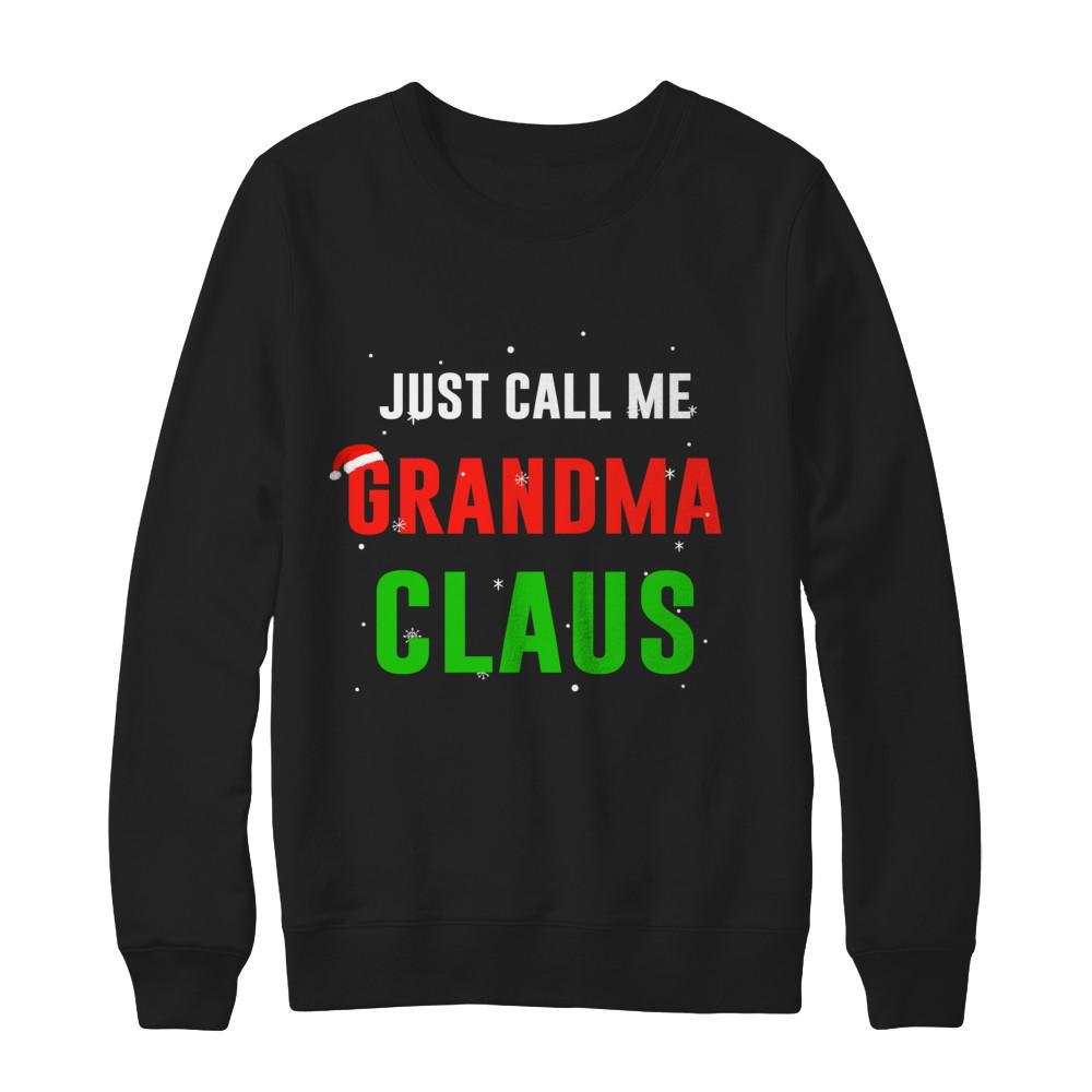 Santa Grandma Claus Matching Family Christmas Pajamas-T-Shirt & Sweatshirt-Crewneck Sweatshirt-Black