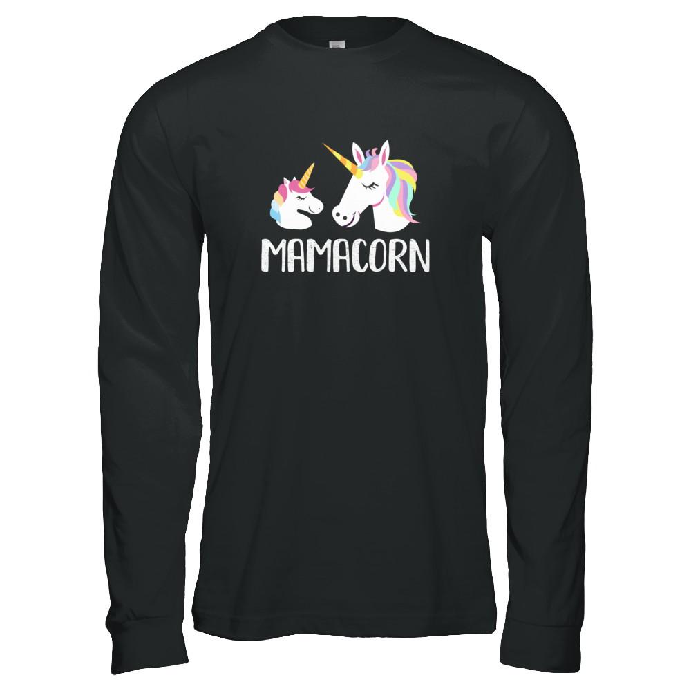 Mamacorn Unicorn Mom And Baby Mothers Day-T-Shirt & Tank Top-Long Sleeve T-Shirt-Black