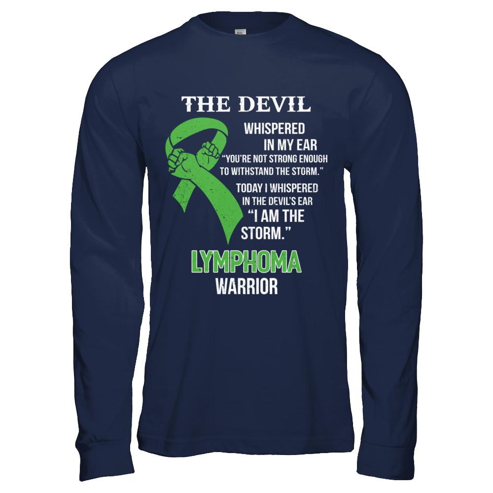I Am The Storm Support Lymphoma Awareness Warrior Gift-T-Shirt & Hoodie-Long Sleeve T-Shirt-Navy