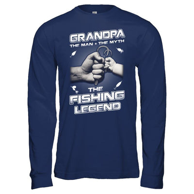 Grandpa The Man The Myth The Fishing Legend-T-Shirt & Hoodie-Long Sleeve T-Shirt-Navy