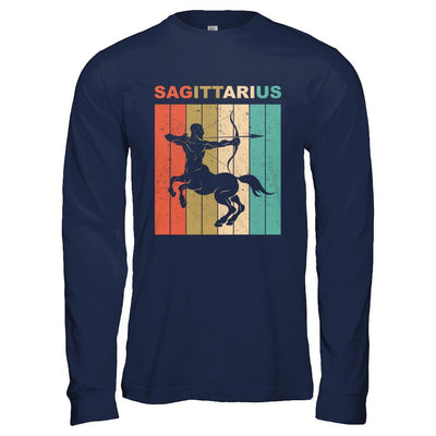 Vintage Sagittarius Zodiac November December Birthday Gift-T-Shirt & Hoodie-Long Sleeve T-Shirt-Navy