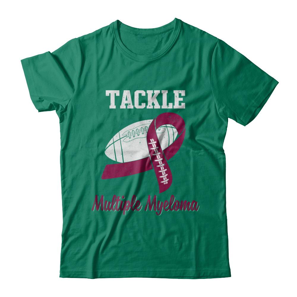 Football Survivor Tackle Burgundy Multiple Myeloma Awareness-T-Shirt & Hoodie-Classic T-Shirt-Kelly Green