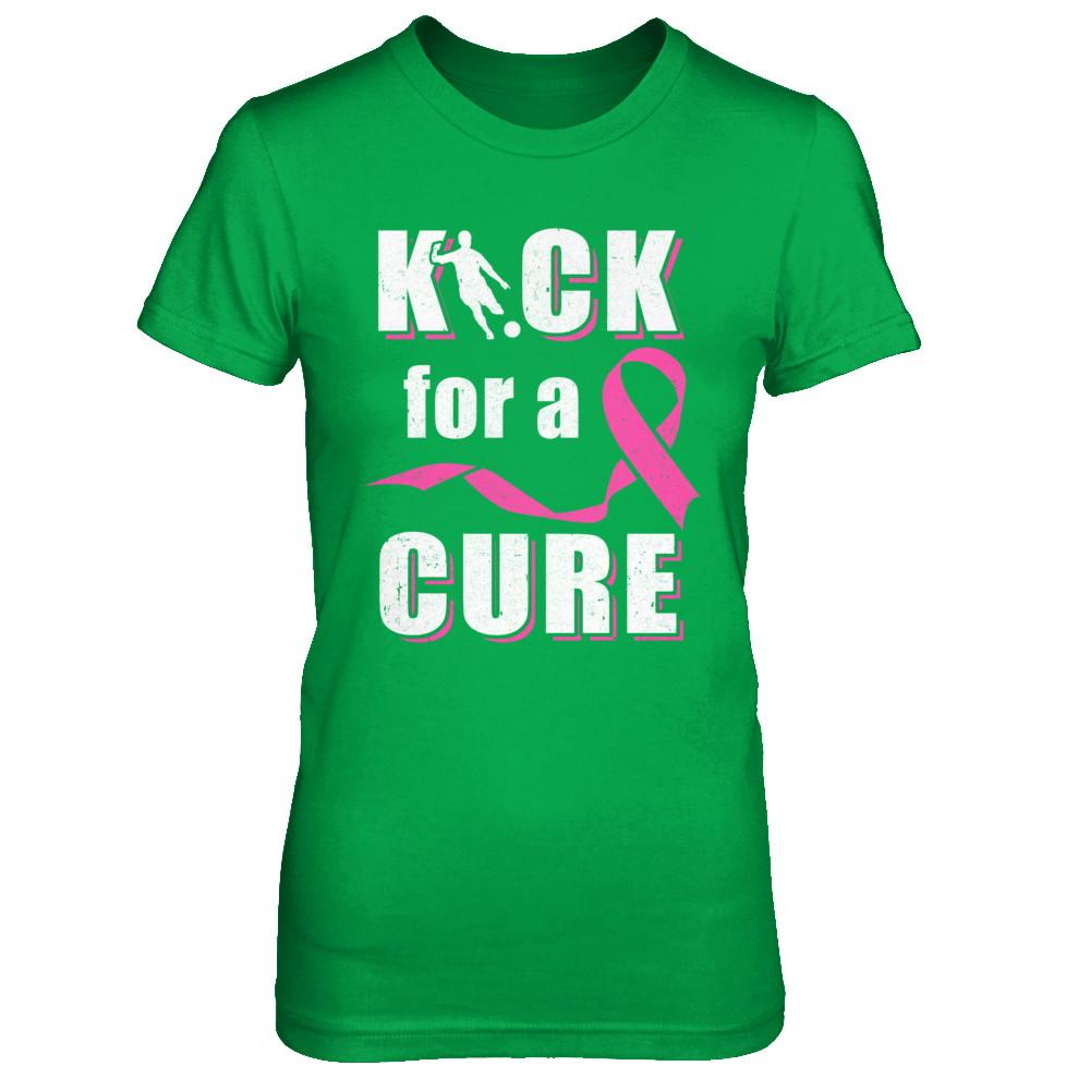 Kick For A Cure Soccer Pink Breast Cancer Awareness-T-Shirt & Hoodie-Women's T-Shirt-Irish Green
