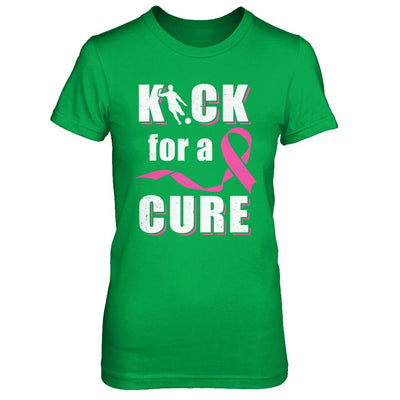 Kick For A Cure Soccer Pink Breast Cancer Awareness-T-Shirt & Hoodie-Women's T-Shirt-Irish Green