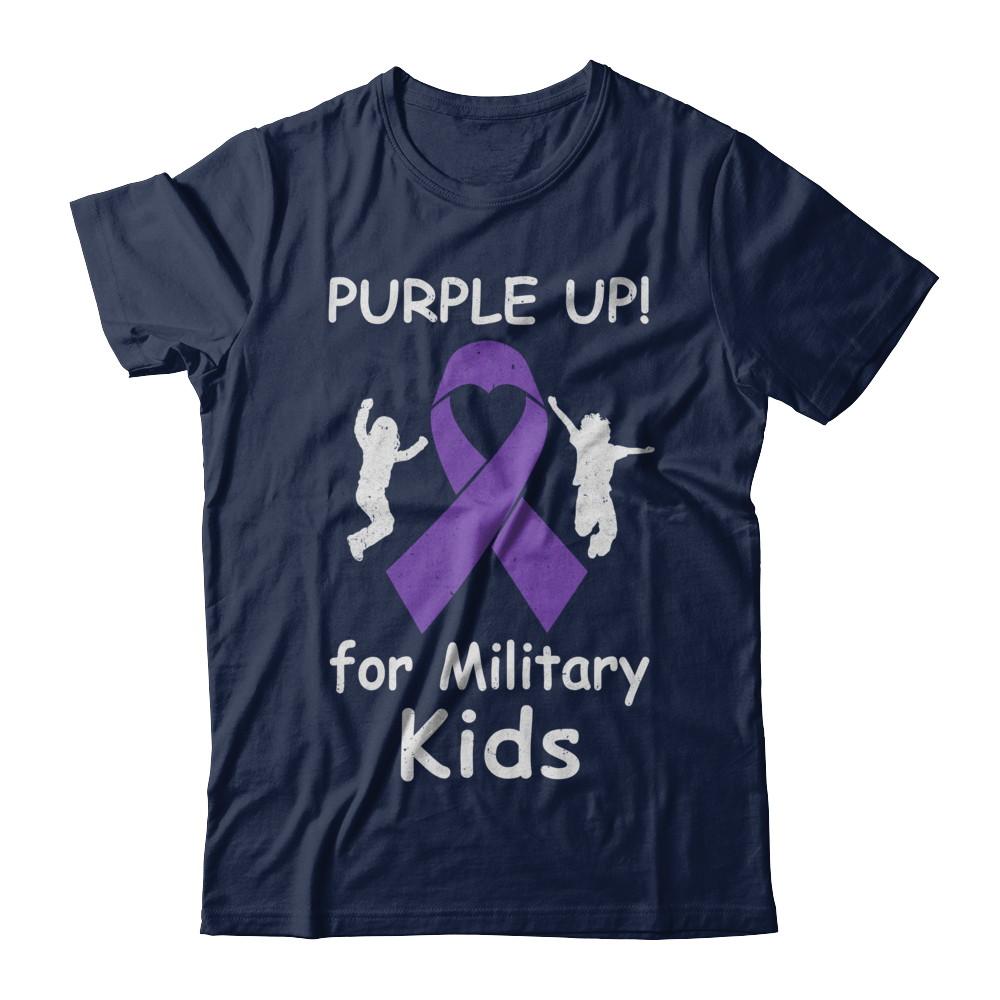 Purple Up For Month Of The Military Kids-T-Shirt & Hoodie-Classic T-Shirt-Navy