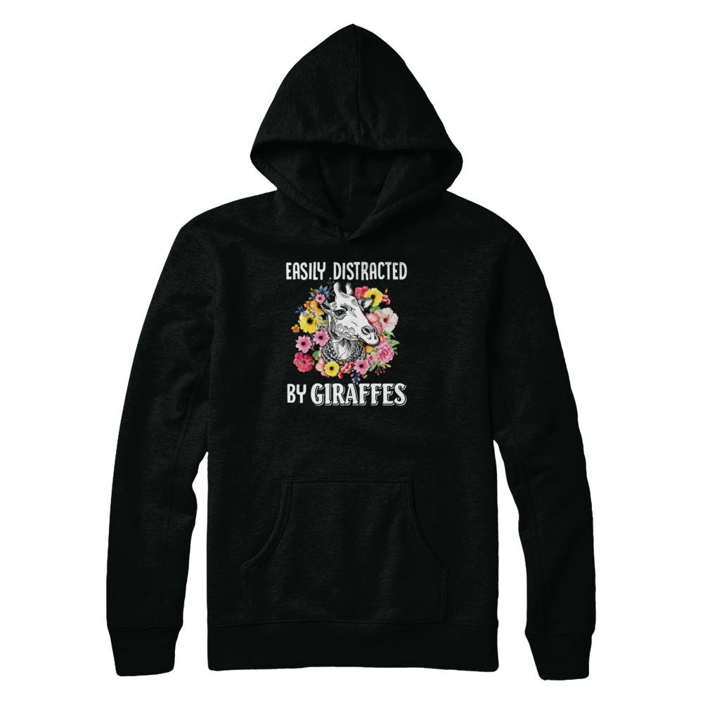 Easily Distracted By Giraffes-T-Shirt & Tank Top-Pullover Hoodie-Black