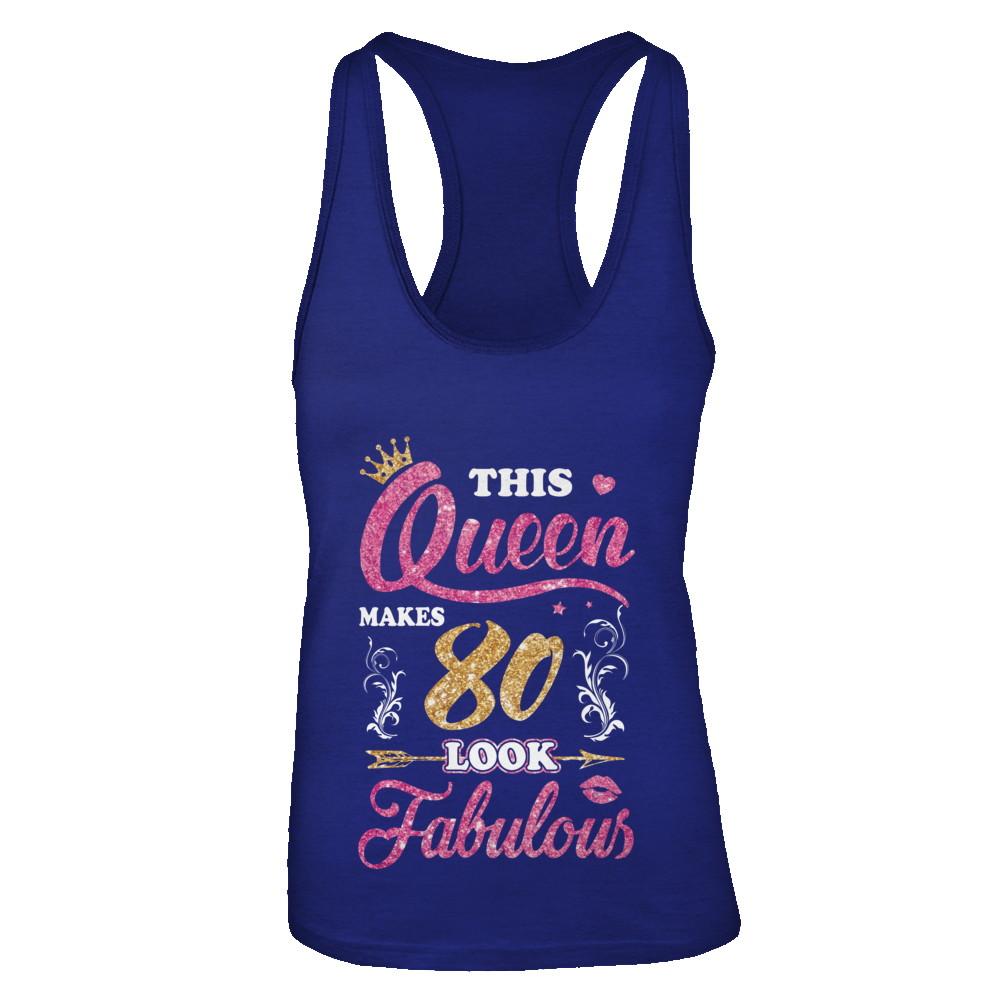 This Queen Makes 80 Look Fabulous 1941 80th Birthday-T-Shirt & Tank Top-Women's Ideal Racerback Tank-Royal