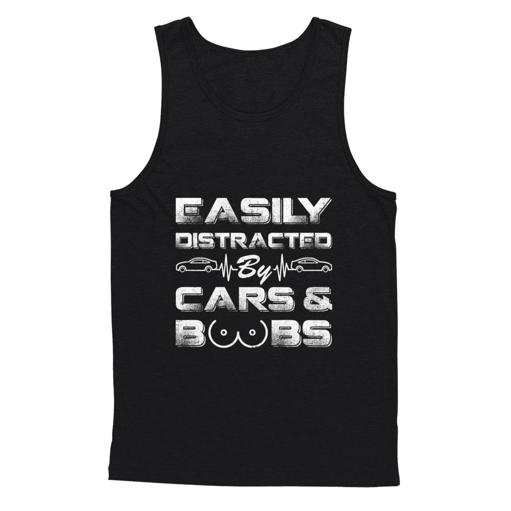 Easily Distracted By Cars And Boobs-T-Shirt & Hoodie-Unisex Tank-Black