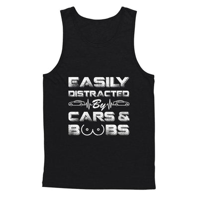 Easily Distracted By Cars And Boobs-T-Shirt & Hoodie-Unisex Tank-Black