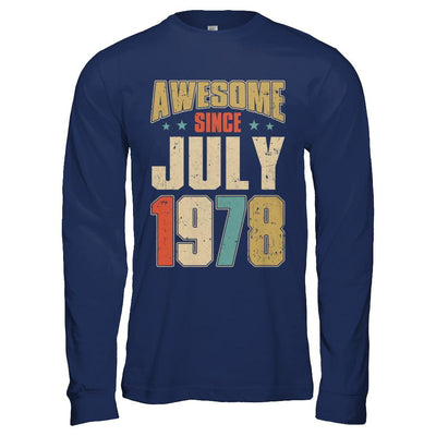 Vintage Retro Awesome Since July 1978 43th Birthday-T-Shirt & Hoodie-Long Sleeve T-Shirt-Navy