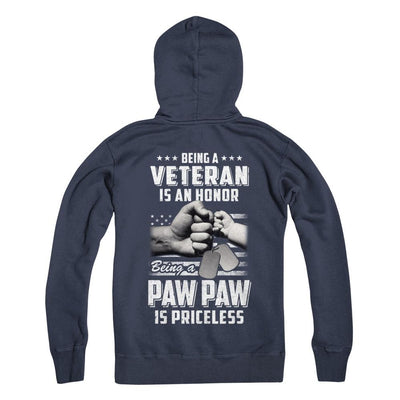 Being A Veteran Is An Honor Being A Paw Paw Is Priceless-T-Shirt & Hoodie-Pullover Hoodie-Navy
