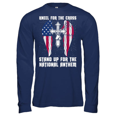Kneel For The Cross Stand Up For The National Anthem-T-Shirt & Hoodie-Long Sleeve T-Shirt-Navy