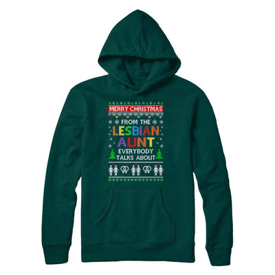 LGBT Merry Christmas From Lesbian Aunt Ugly Christmas Sweater-T-Shirt & Sweatshirt-Pullover Hoodie-Deep Forest