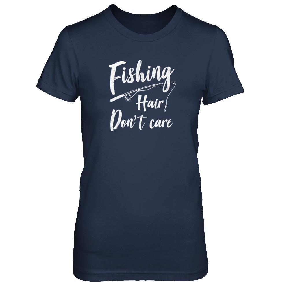Fishing Hair Don't Care-T-Shirt & Tank Top-Women's T-Shirt-Navy
