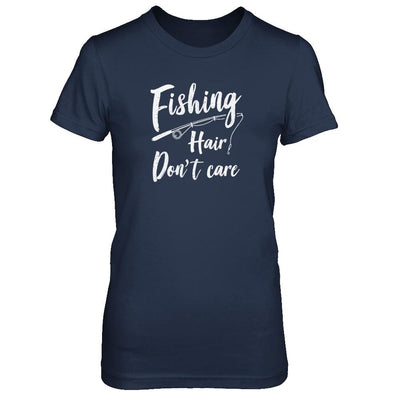 Fishing Hair Don't Care-T-Shirt & Tank Top-Women's T-Shirt-Navy